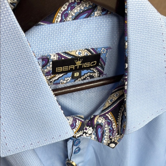 Men's Bertigo Light Blue Dress Shirt 8(4xl) Brand New - Picture 2 of 10